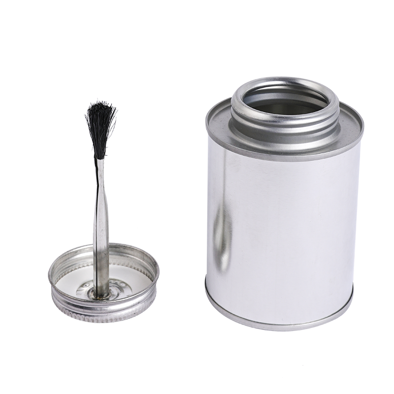 200ml/250ml螺纹罐圆形马口铁罐配塑料毛刷盖用于补胎胶水